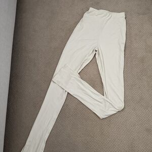 Cream High-Waisted Leggings Meshki